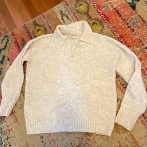 Loft Cozy Cream Polo Sweater